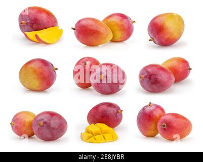 Set of mangoes isolated on white background Stock Photo