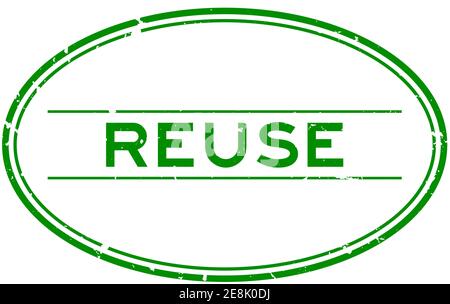 Grunge green reuse word oval rubber seal stamp on white background Stock Vector