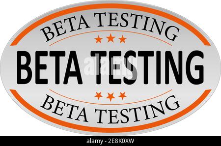 beta testing orange oval flat isolated push button or tag Stock Vector