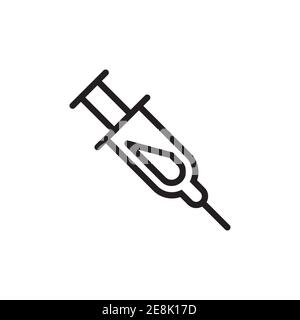 line icon syringe isolated on white background Stock Vector