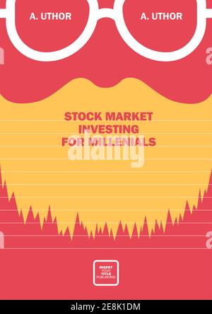 Book cover creative concept. Financial education. Human beard as stock market graph. Applicable for books, posters, placards etc. Stock Vector