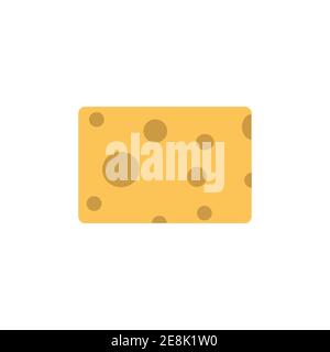 Vector illustration chesse piece design icon isolated whit sign. Simple yellow element square food shape. Health chesse hole parmesan slice good. Natu Stock Vector