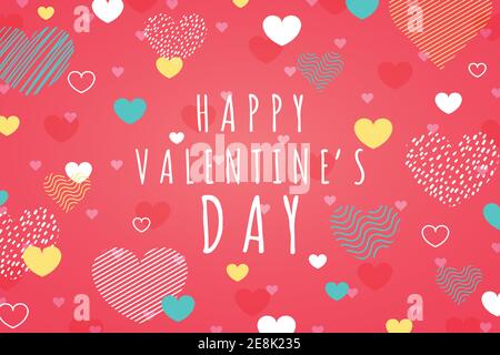 Abstract Valentine's Day of heart pattern element of doodle design template. Overlapping with drawing and geometric elements design background. illust Stock Vector