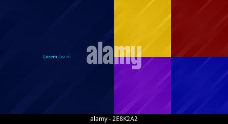 Set of abstract yellow, red, purple, blue background stripes geometric diagonal motion lines. Vector illustration Stock Vector