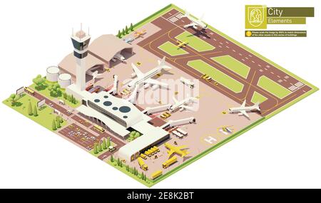 Vector isometric airport terminal Stock Vector