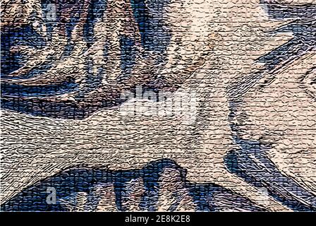vector pattern on the wall, old mural, image pieces Stock Vector
