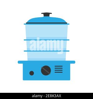 Electric steam food kitchen symbol illustration icon equipment. Cooking steamer food device appliance utensil. Domestic cooker vector sign household h Stock Vector