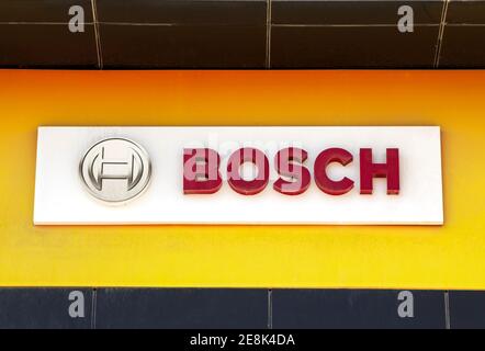 Ankara Turkey Bosch company logo on the wall. Bosch is a