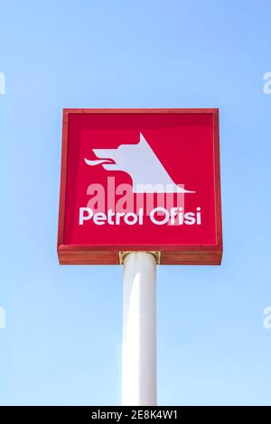 Izmir / TURKEY : Petrol Ofisi gasoline station. Petrol Ofisi is a Turkish oil distribution and lubricants company. Stock Photo