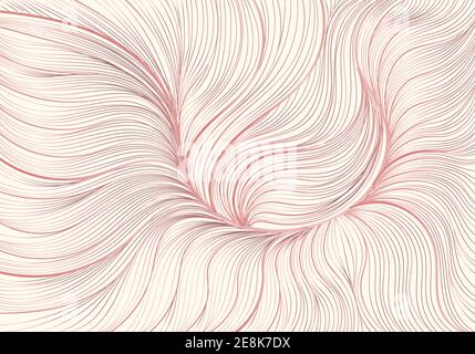 Hand drawn abstract pink gold floral lined pattern background texture luxury style. Vector illustration Stock Vector