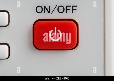 Closeup of the Red Turn Off Button on a Remote Control Under the Lights  Stock Image - Image of technology, multimedia: 188459009