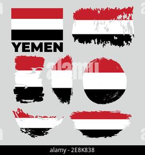 Grunge vector template Illustration Yemen flag Asia Stock Vector