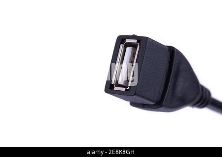USB OTG cable plug close up isolated on a white background. copy space Stock Photo