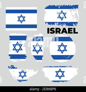 Set Israel flags, banners, banners, symbols, flat icon Stock Vector
