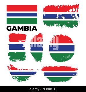 Gambia flag Vector illustration Independence day of Gambia. Stock Vector