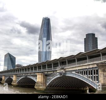 London, England - May 6, 2019: New luxury residential high-rise buildings on the south bank of the river Thames in central London. Stock Photo