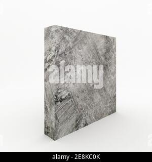 3D Polished concrete Wall perspective isolated on white background, loft style raw cement Stock Photo