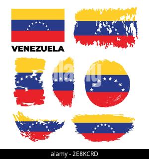 Venezuela - Grunge Flag set Vector Flat Icon Stock Vector