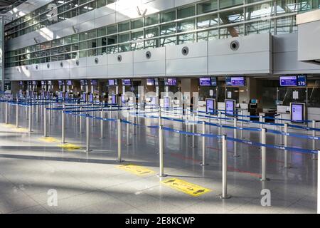 Airport International in lockdown, many check-in counters are closedAirport International Stock Photo