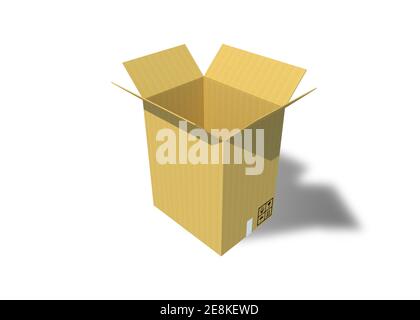 Cardboard Box Isolated On White Background With Clipping Path