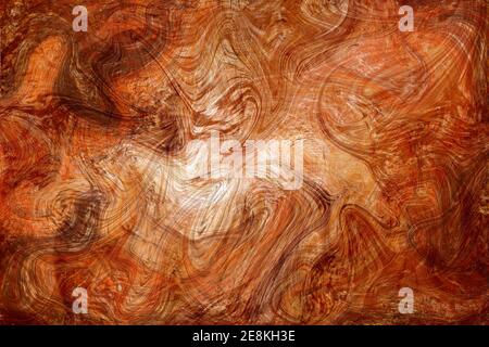 Orange brown fluid illustration. Digital marbling card. Abstract amber fluid art background. Marble textile print or paper cover. Jasper stone station Stock Photo