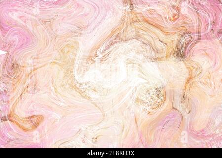 Pale yellow fluid illustration. Digital marbling card. Abstract pastel fluid art background. Marble textile print or paper cover. Agate stone statione Stock Photo