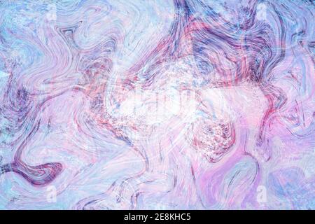 Pink violet fluid illustration. Digital marbling card. Abstract pastel fluid art background. Marble textile print or paper cover. Agate stone statione Stock Photo