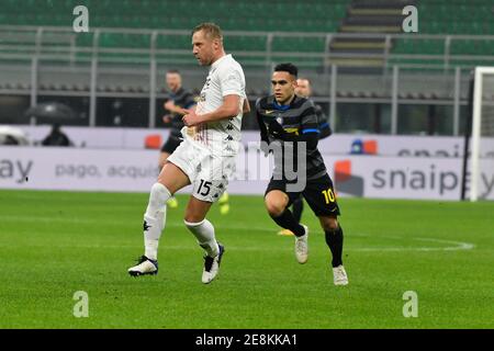 Milano, Italy. 30th Jan, 2021. Kamil Glik (15) of Benevento seen in the Serie A match between Inter Milan and Benevento at Giuseppe Meazza in Milano. (Photo Credit: Gonzales Photo/Alamy Live News Stock Photo