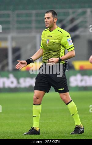 Milano, Italy. 30th Jan, 2021. Referee Fabrizio Pasqua seen in the Serie A match between Inter Milan and Benevento at Giuseppe Meazza in Milano. (Photo Credit: Gonzales Photo/Alamy Live News Stock Photo