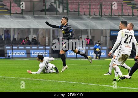 Milano, Italy. 30th Jan, 2021. Lautaro Martinez (10) of Inter Milan seen in the Serie A match between Inter Milan and Benevento at Giuseppe Meazza in Milano. (Photo Credit: Gonzales Photo/Alamy Live News Stock Photo