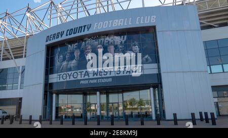 Derby 30th May 2020: Derby County Football Club Stadium Entrance, IPro Stadium, Pride Park, Derby UK Stock Photo