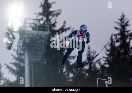 Titisee Neustadt, Germany. 31st Jan, 2021. Nordic skiing/ski jumping, World Cup, qualification: Julia Kykkaenen from Finland jumps on the Hochfirstschanze. Credit: Philipp von Ditfurth/dpa/Alamy Live News Stock Photo