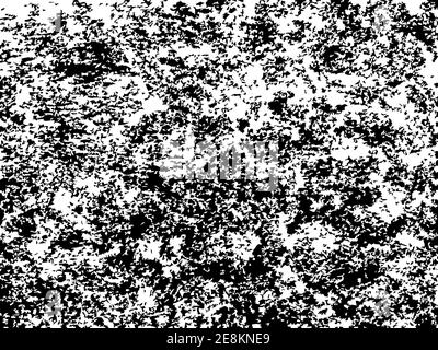 Messy vector texture of grungy brushed wall. Weathered concrete surface. Black splatter on white background. Material design template. Textured overla Stock Vector