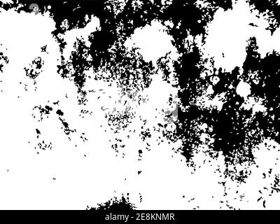 Grungy vector texture of brushed plaster wall. Weathered wall with stained splatter surface. Black splatter on white background. Material design templ Stock Vector