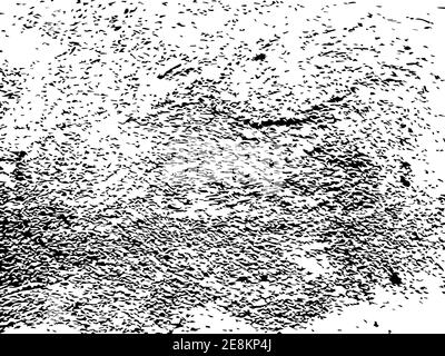 Grungy vector texture of brushed plaster wall. Brushed concrete surface. Black splatter on white background. Material design template. Textured overla Stock Vector