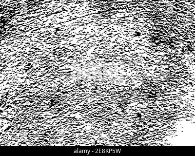 Grungy vector texture of brushed plaster wall. Micro elements of rough concrete surface. Black splatter on white background. Material design template. Stock Vector