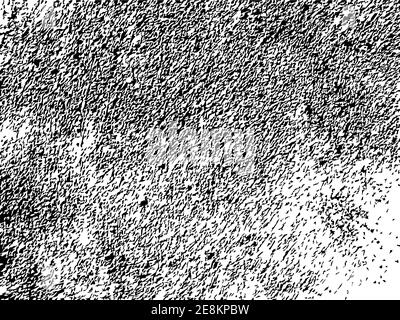 Grungy vector texture of brushed plaster wall. Tiny particle of concrete surface. Black splatter on white background. Material design template. Textur Stock Vector