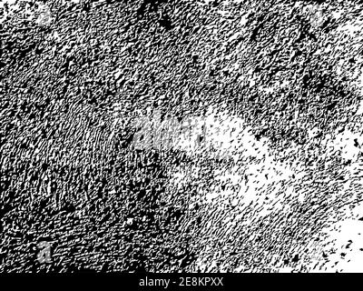 Grungy vector texture of brushed plaster wall. Dark frequent particles of concrete surface. Black splatter on white background. Material design templa Stock Vector