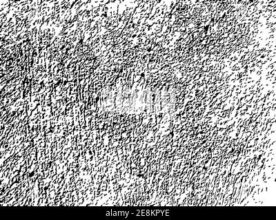 Grungy vector texture of brushed plaster wall. Small elements of rough concrete surface. Black splatter on white background. Material design template. Stock Vector