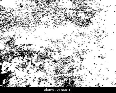 Grungy vector texture of brushed plaster wall. Faded rough concrete surface. Black splatter on white background. Material design template. Textured ov Stock Vector