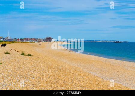 View of Deal beach at nice summer day.Deal's current pier is the last remaining fully intact leisure pier in Kent and is a Grade II listed building.UK Stock Photo