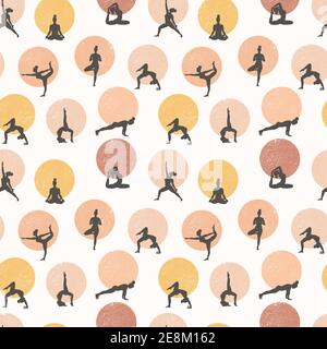 Yoga seamless pattern.Healthy lifestyle. World Health Day. Surface design  with yoga class with people meditating and doing exercise Stock Vector  Image & Art - Alamy