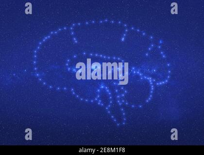 Brain constellation stars with lines in outer space. Elements of this illustration were furnished by NASA Stock Photo