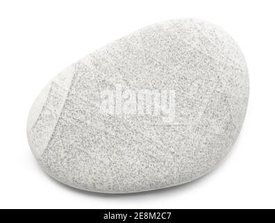 Pebble. Smooth gray sea stone isolated on white background Stock Photo