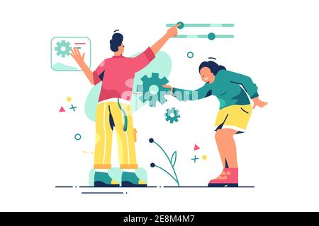 Colleagues work on customization Stock Vector