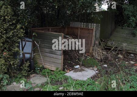 A home made compost bin Stock Photo