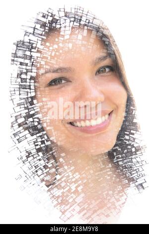 Digitally altered creative female portrait Stock Photo