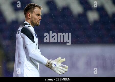 BRUSSELS, BELGIUM - JANUARY 31: Timon Wellenreuther of RSC Anderlecht during the Pro League match between RSC Anderlecht and KAA Gent at Lotto Park on Stock Photo