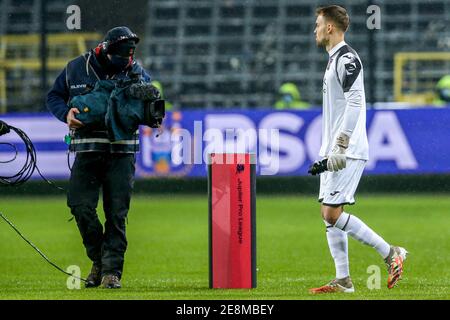 BRUSSELS, BELGIUM - JANUARY 31: camera / broadcasting / TV, Timon Wellenreuther of RSC Anderlecht during the Pro League match between RSC Anderlecht a Stock Photo