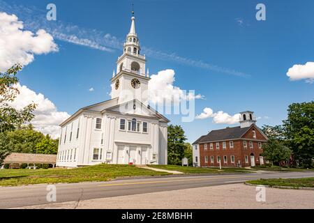 The First Congregational Church and the Hancock meetinghouse in Hancock, New Hampshire Stock Photo